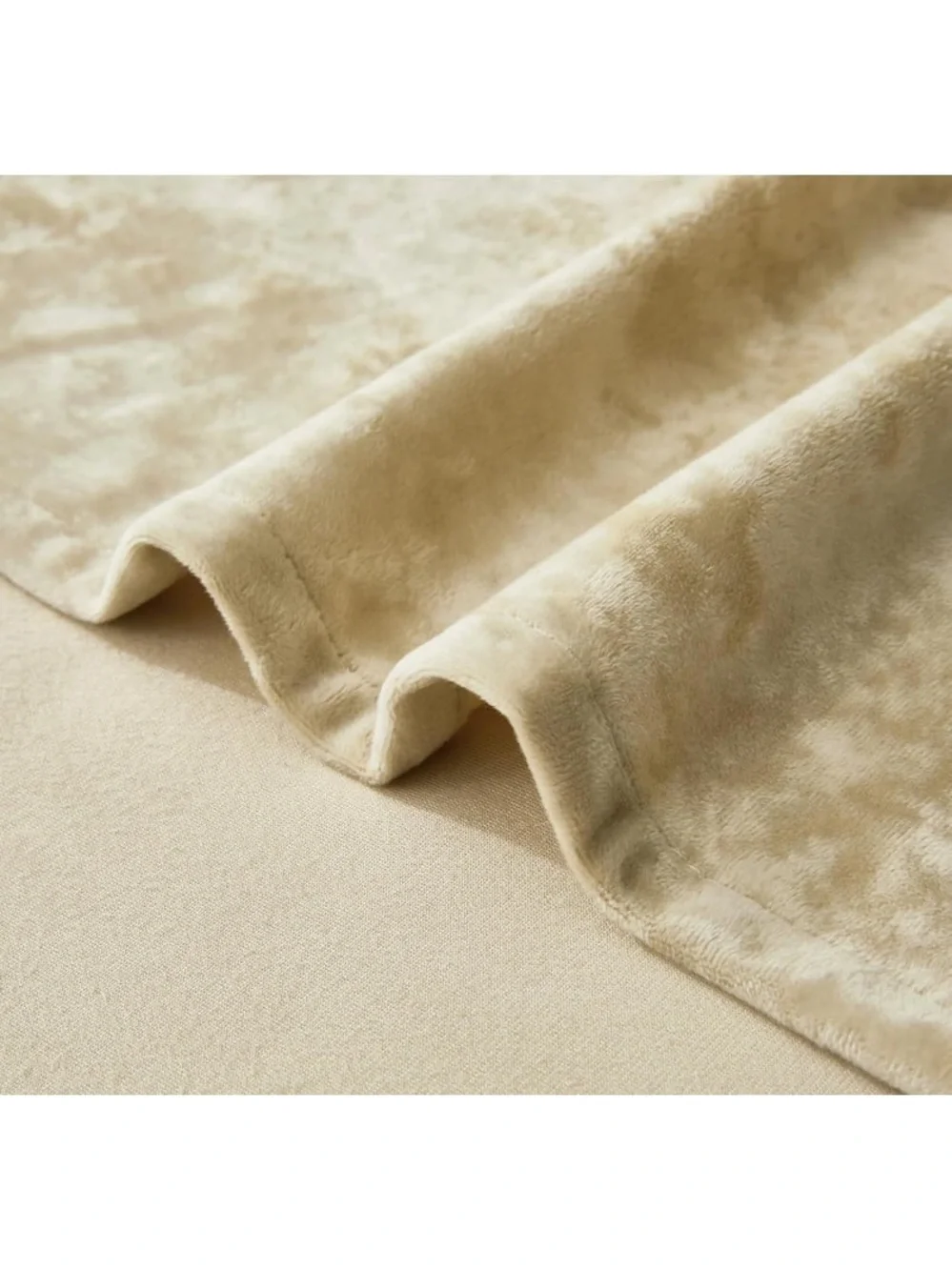 Luxe Velvet Rod-Pocket Curtain Panels in beige 100x96in
